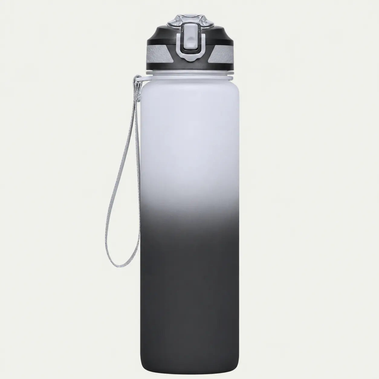 Sport Trinkflasche 1L – SALE B-Ware Schwarz/Weiß, ohne Motivationsskala