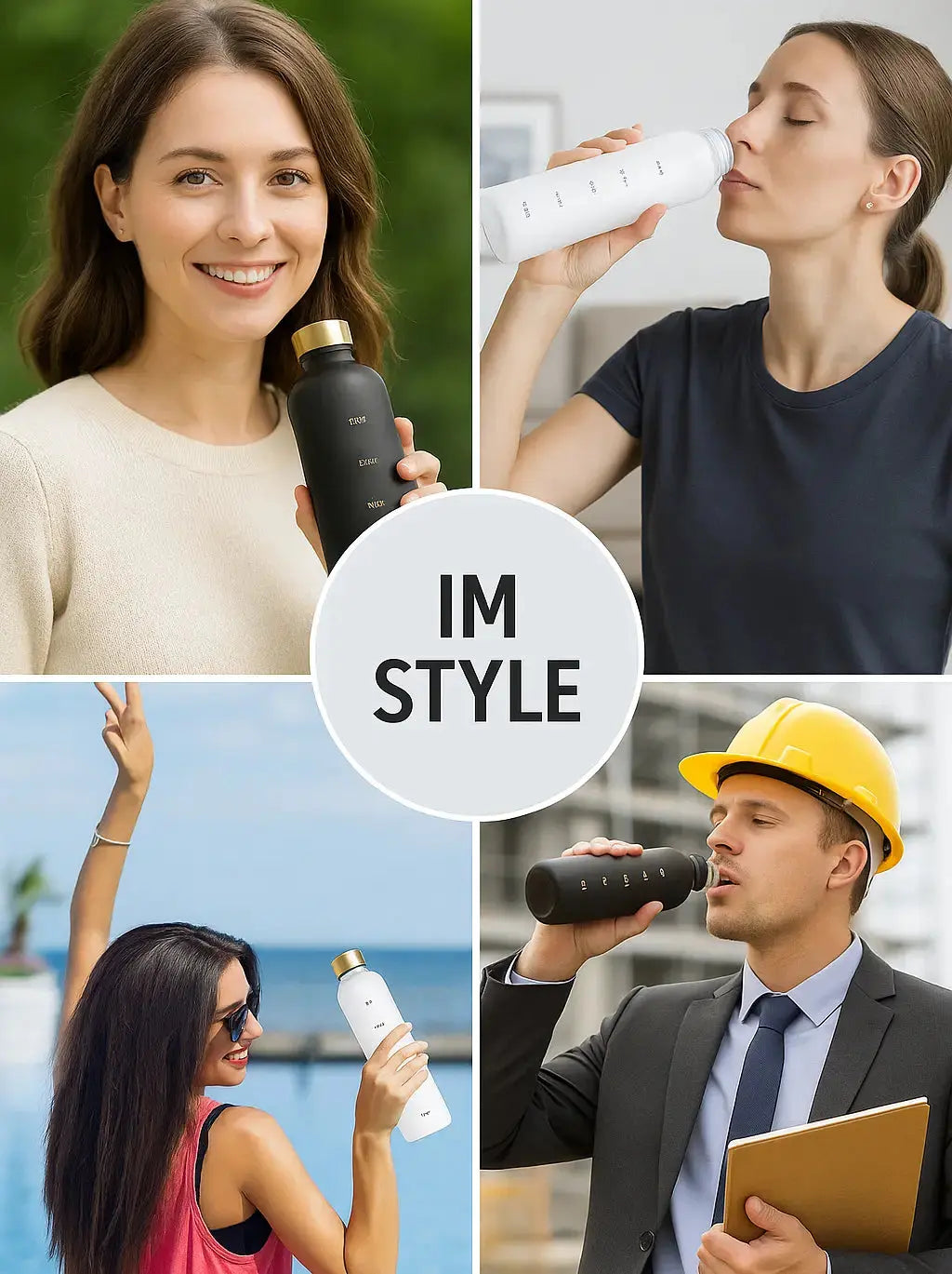 Wasserflasche mit Motivationsskala 1 Liter - auslaufsicher Botells