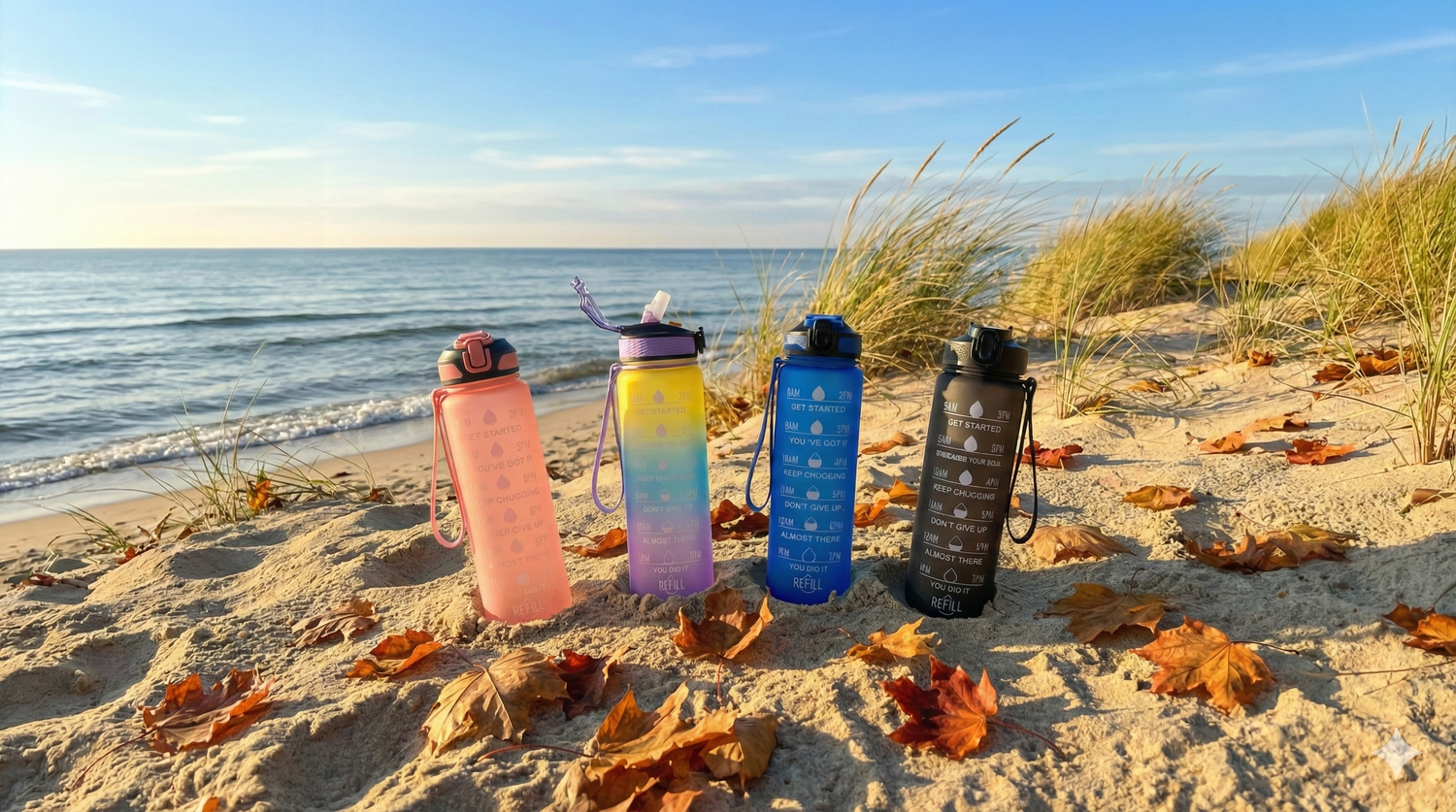 Wasserflasche 1 Liter Tageszeit Skala