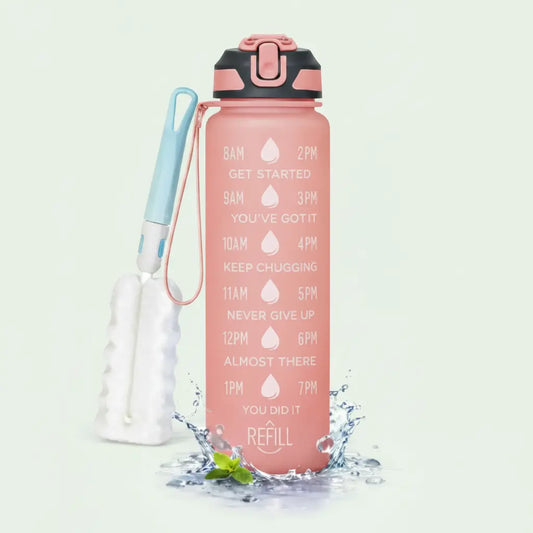 Sport-Trinkflasche 1 Liter mit Motivationsskala inkl. Shaker-Ball & Strohhalm Botells