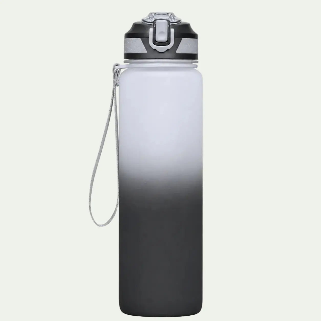 1 Liter Trinkflasche schwarz weiss B-Ware ohne Skala mit Strohhalm