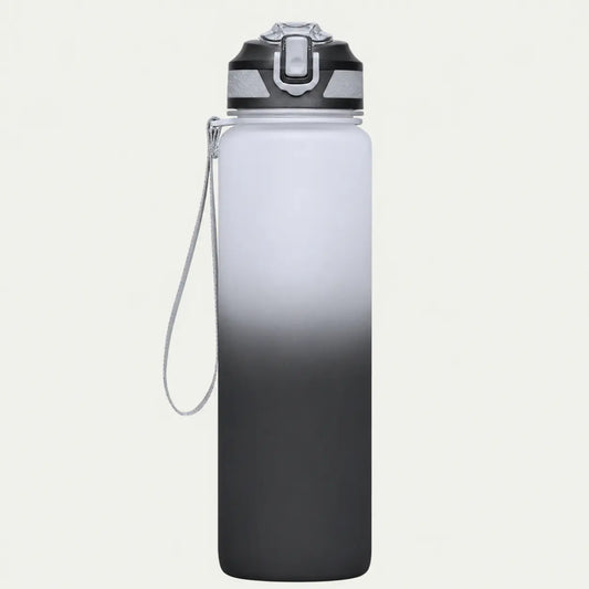 Sport Trinkflasche 1L – SALE B-Ware Schwarz/Weiß, ohne Motivationsskala