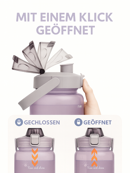 2 Liter Trinkflasche, Trinkmotivation mit Strohhalm, 2 Adapter, schöner Farbverlauf