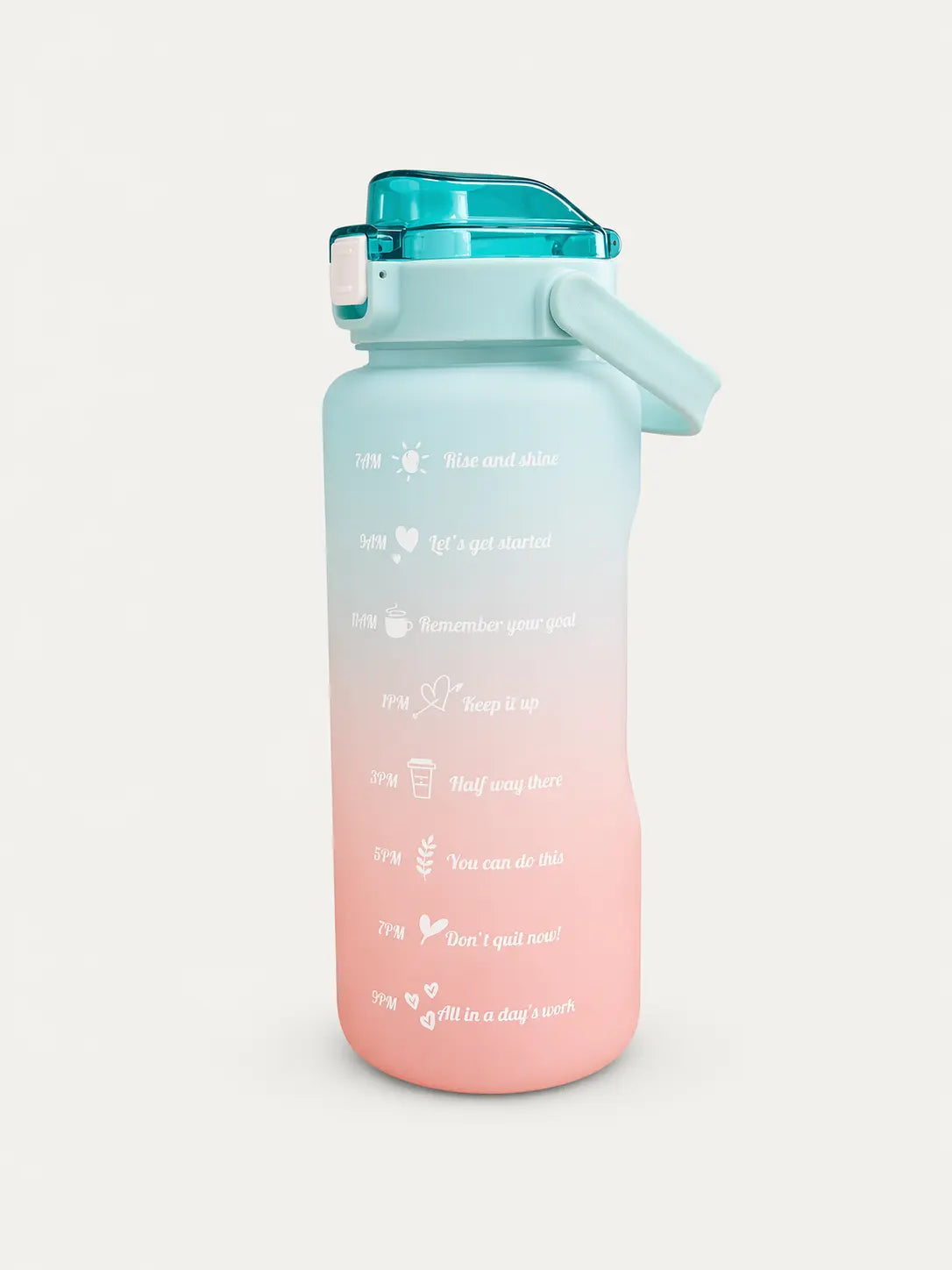 Trinkflasche 2 Liter mit Trinkmotivation inkl. Strohhalm - BPA-frei, auslaufsicher