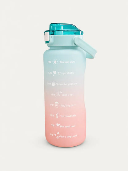 Trinkflasche 2 Liter mit Trinkmotivation inkl. Strohhalm - BPA-frei, auslaufsicher