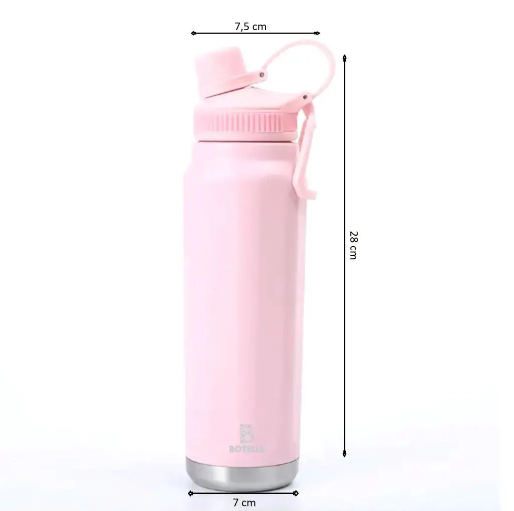Thermosflasche aus Edelstahl 0,8 Liter - Thermos-Trink-Flasche mit Bügelverschluss, auslaufsicher Botells