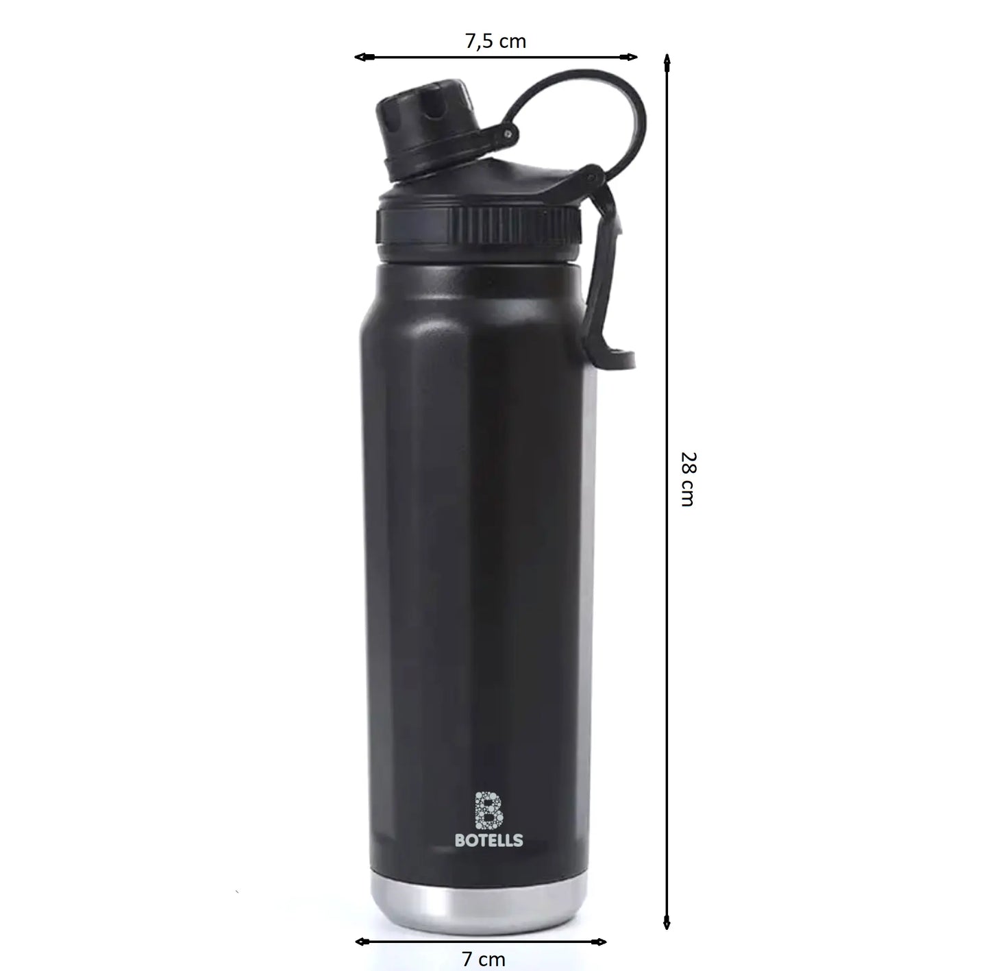 Thermosflasche aus Edelstahl 0,8 Liter - Thermos-Trink-Flasche mit Bügelverschluss, auslaufsicher Botells