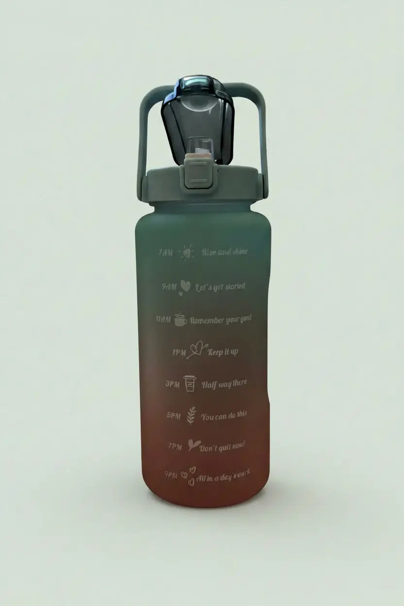 Trinkflasche 2 Liter mit Trinkmotivation inkl. Strohhalm - BPA-frei, auslaufsicher Botells
