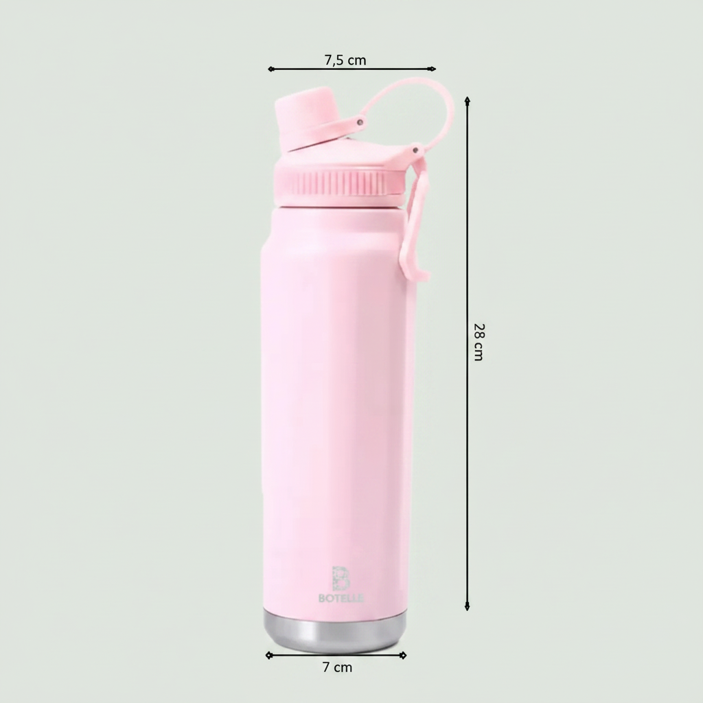 Thermosflasche aus Edelstahl 0,8 Liter - Thermos-Trink-Flasche mit Bügelverschluss, auslaufsicher Botells