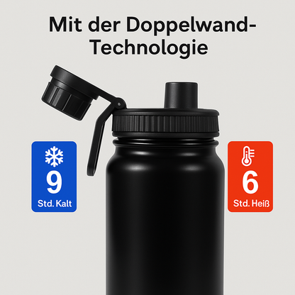 Thermoflasche Isolierflasche Edelstahl 800 ml, Sport Bügelverschluss, auslaufsicher