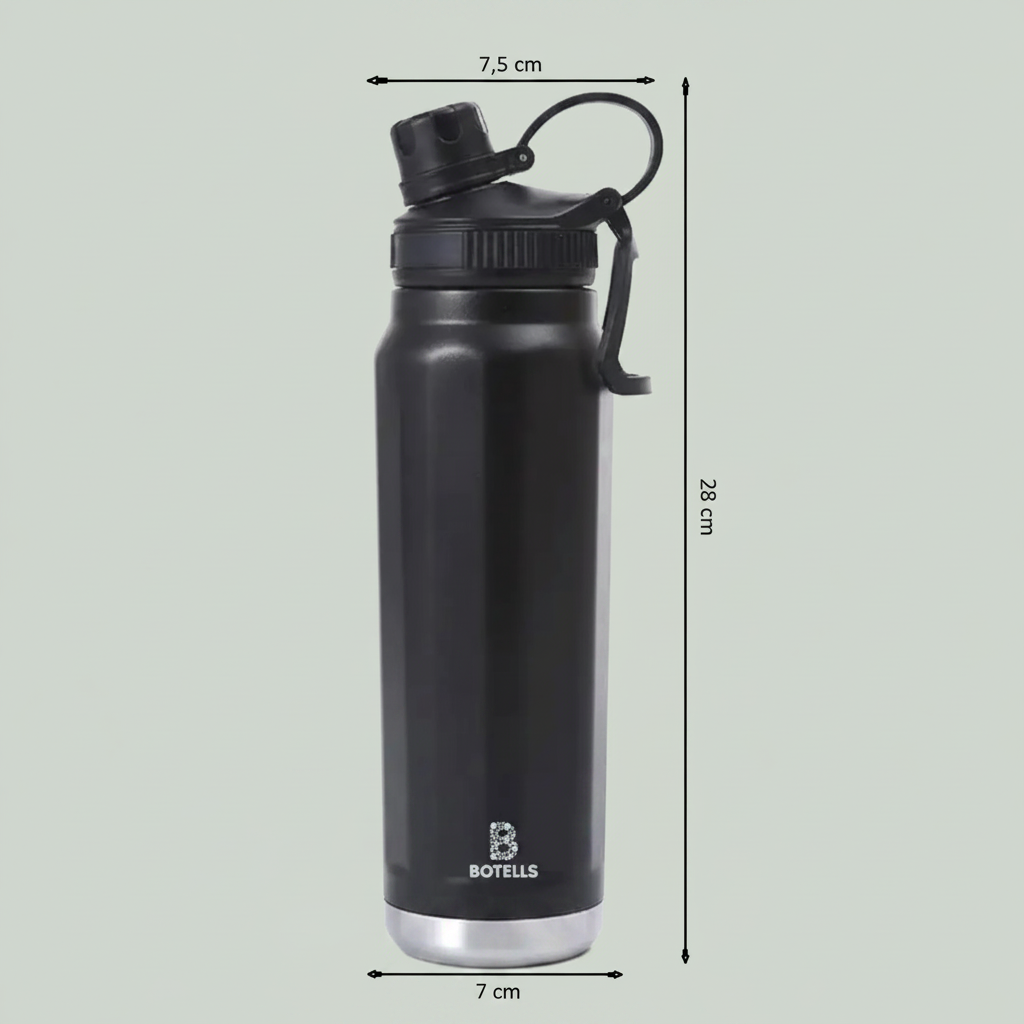 Thermosflasche aus Edelstahl 0,8 Liter - Thermos-Trink-Flasche mit Bügelverschluss, auslaufsicher Botells
