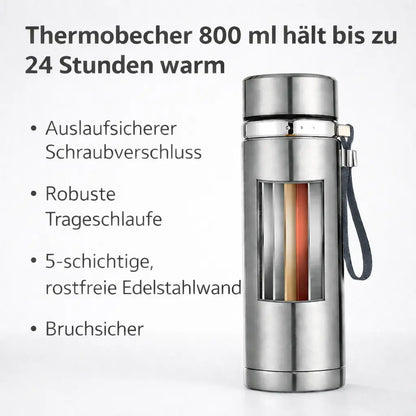 Thermosflasche aus Edelstahl 0,8 Liter - heiße & kalte Getränke Botells