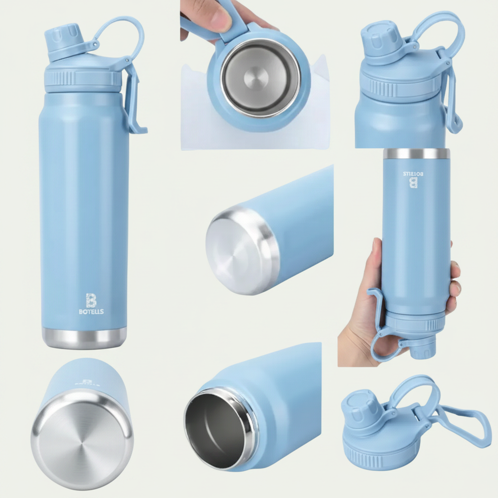 Thermosflasche aus Edelstahl 0,8 Liter - Thermos - Trink-Flasche mit Bügelverschluss, auslaufsicher Botells