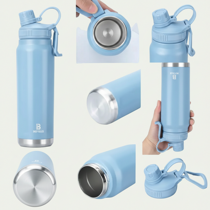 Thermosflasche aus Edelstahl 0,8 Liter - Thermos - Trink-Flasche mit Bügelverschluss, auslaufsicher Botells