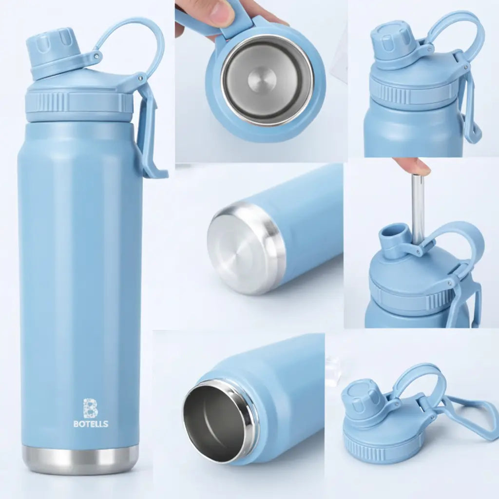 Thermosflasche aus Edelstahl 0,8 Liter - Thermos-Trink-Flasche mit Bügelverschluss, auslaufsicher Botells