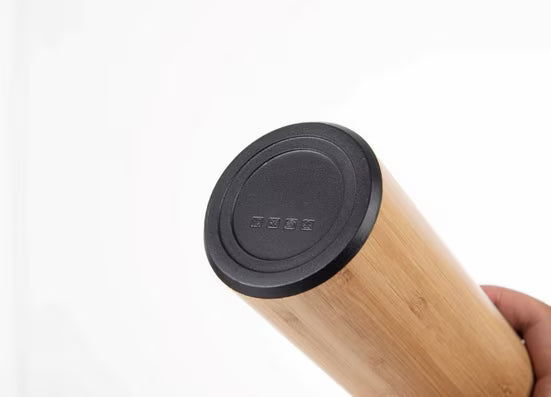 Thermoflasche Isolierflasche Bambus & Edelstahl, Teesieb, 500 ml, auslaufsicher