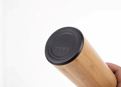 Thermoflasche Isolierflasche Bambus & Edelstahl, Teesieb, 500 ml, auslaufsicher