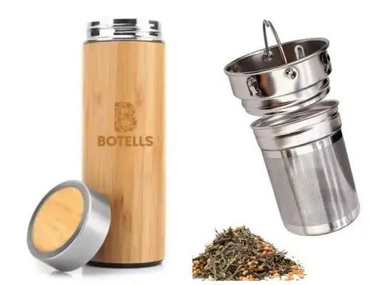 Thermosflasche aus Bambus & Edelstahl 0,5 Liter inkl. Teesieb Botells