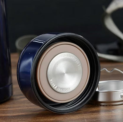 Thermoflasche Isolierflasche Edelstahl 0,8 l, stundenlang heiße & kalte Getränke