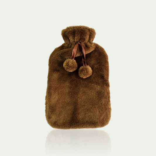 Wärmflasche Wärmeflasche mit Plüsch-Bezug in Felloptik kuschelig weich, wohltuend