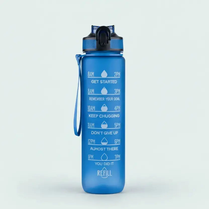 Sport-Trinkflasche 1 Liter mit Motivationsskala inkl. Shaker-Ball & Strohhalm Botells