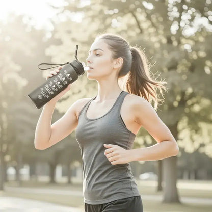 Sport-Trinkflasche 1 Liter mit Motivationsskala inkl. Shaker-Ball & Strohhalm Botells