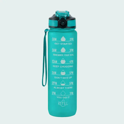 Sport-Trinkflasche 1 Liter mit Motivationsskala inkl. Shaker-Ball & Strohhalm Botells