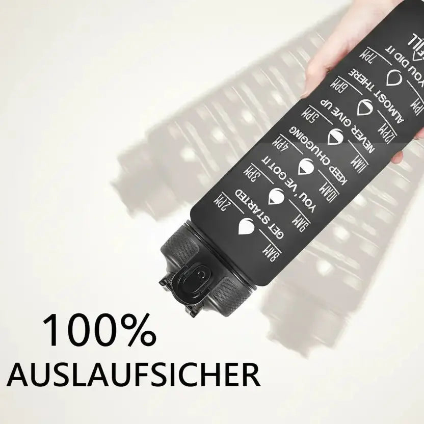 Sport-Trinkflasche 1 Liter mit Motivationsskala inkl. Shaker-Ball & Strohhalm Botells