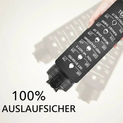 Sport-Trinkflasche 1 Liter mit Motivationsskala inkl. Shaker-Ball & Strohhalm Botells