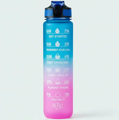 Sport-Trinkflasche 1 Liter mit Motivationsskala inkl. Shaker-Ball & Strohhalm Botells