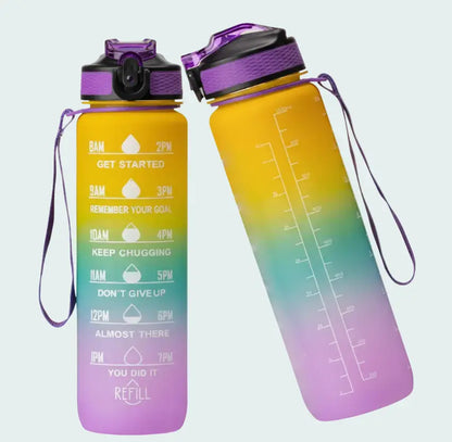 Sport-Trinkflasche 1 Liter mit Motivationsskala inkl. Shaker-Ball & Strohhalm Botells