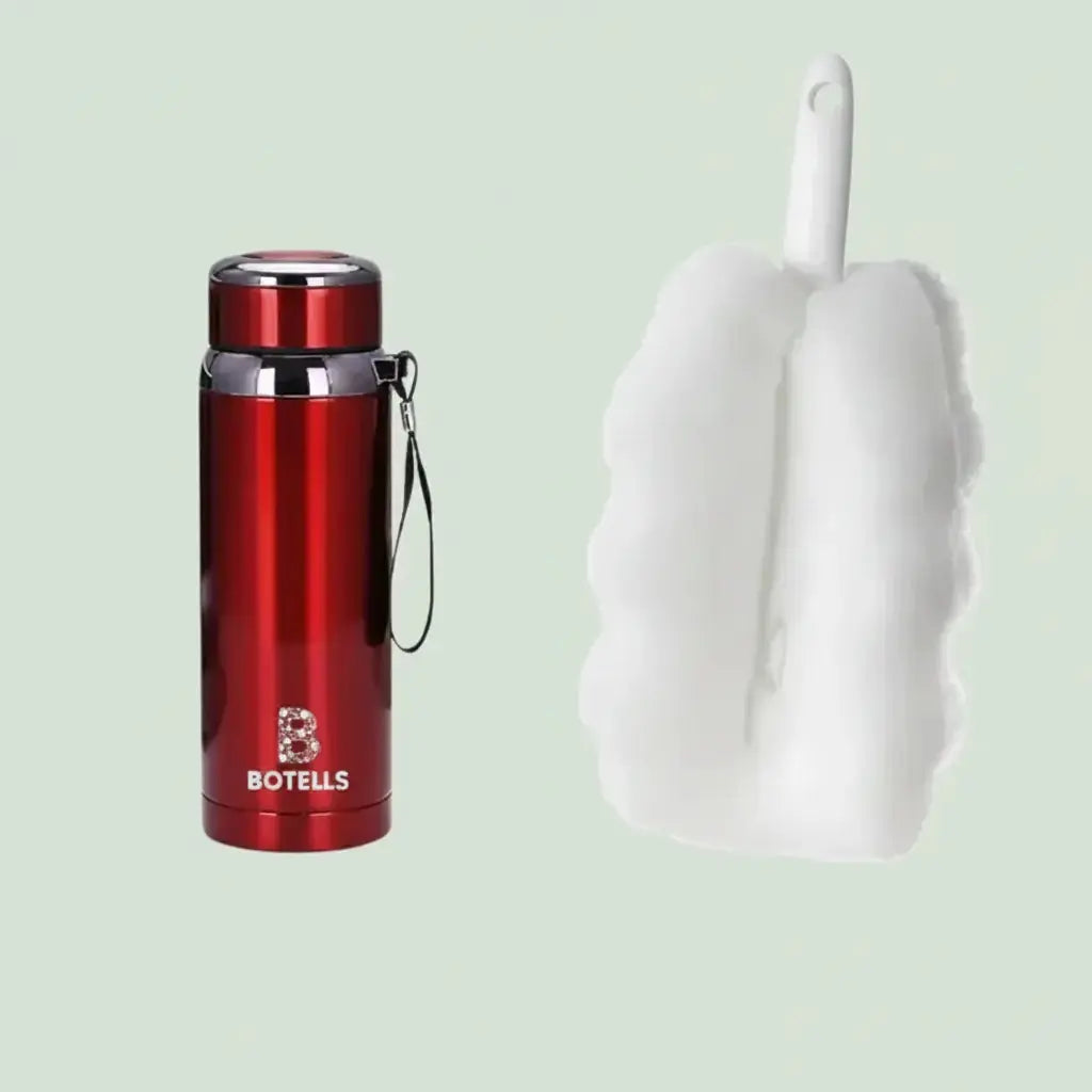 Rote Flasche mit Bürste